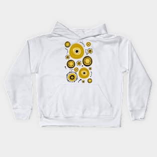 Mid Century Yellow Flowers Pattern Kids Hoodie